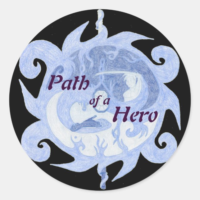 “Path of a Hero” Emblem (with title) Classic Round Sticker (Front)
