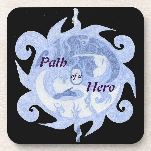 “Path of a Hero” Emblem (with title) Drink Coaster (Front)