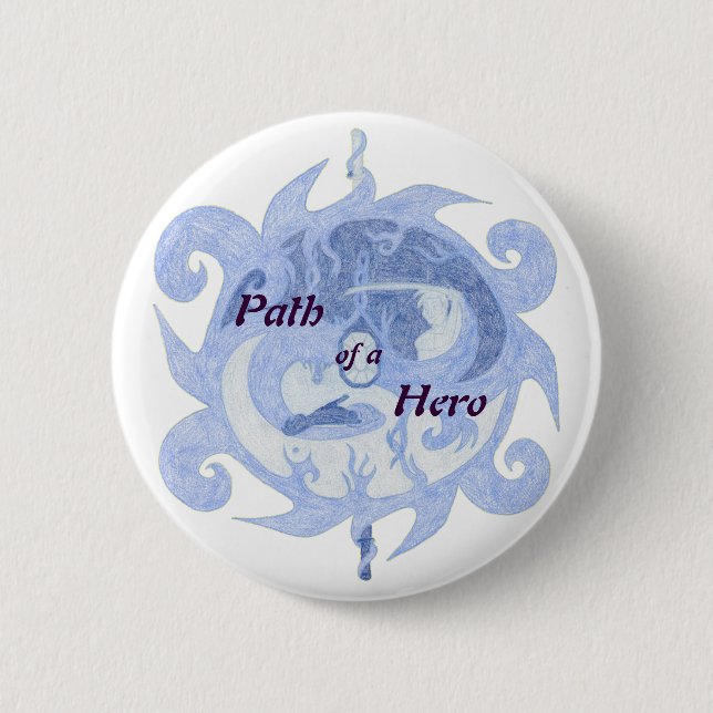 “Path of a Hero” Emblem (with title) Pinback Button (Front)