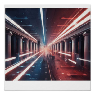Path of Leaders - Futuristic Abstract Red & Blue T Poster