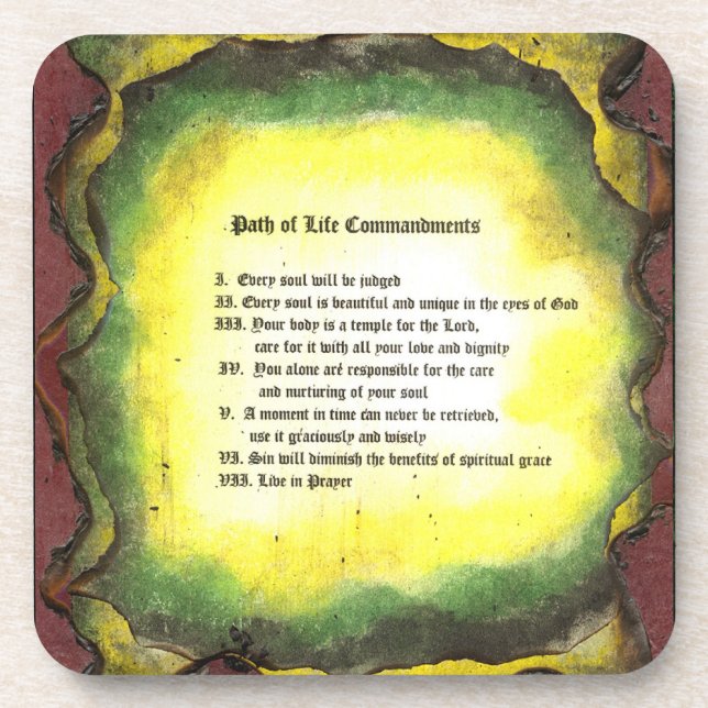Path of Life Commandments Beverage Coaster (Front)