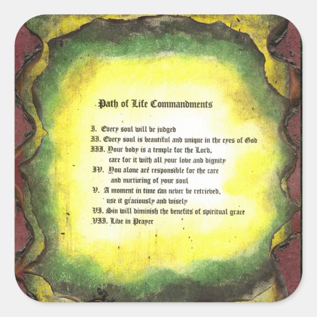 Path of Life Commandments Square Sticker (Front)