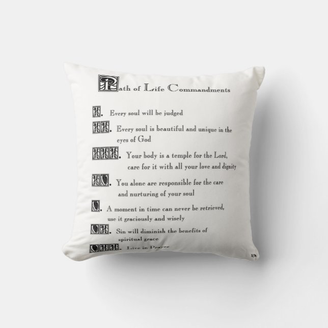 Path of Life Commandments Throw Pillow (Front)
