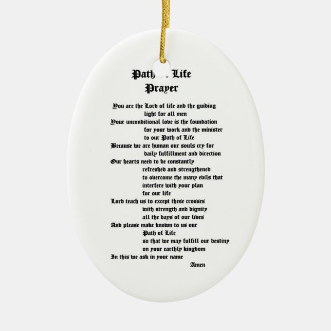 Path of Life Prayer Ceramic Ornament (Front)
