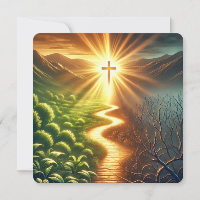 Path of Light and Shadow Inspirational Greeting Ca Holiday Card (Front)