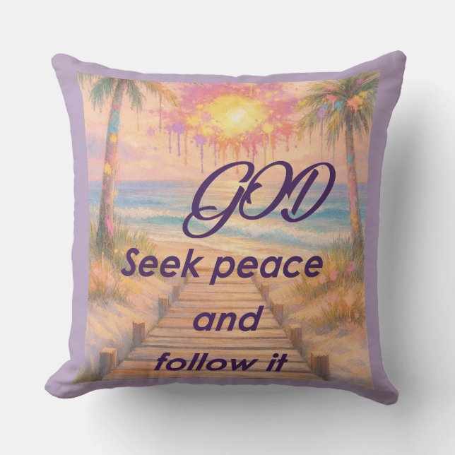 Path of Peace: Grace at Sunset Throw Pillow (Front)
