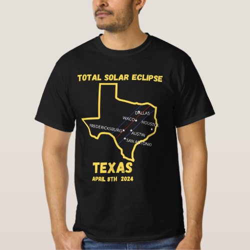 Path Of Solar Eclipse 2024 Interactive Map Texas  T_Shirt