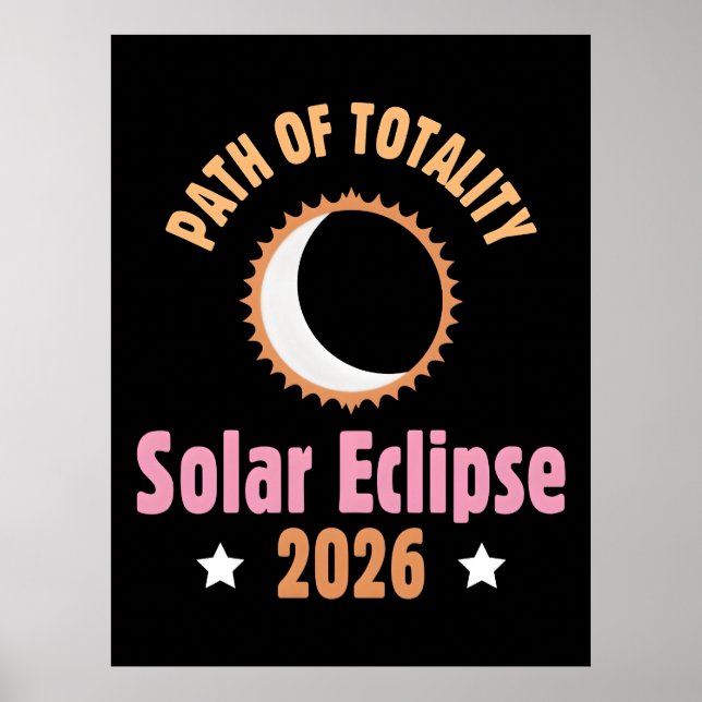 Path of totality solar eclipse 2026  poster (Front)
