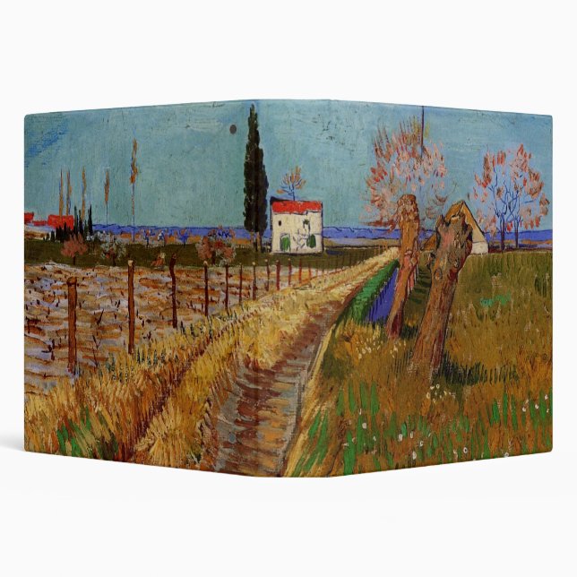 Path Through a Field, Willows by Vincent van Gogh 3 Ring Binder (Background)
