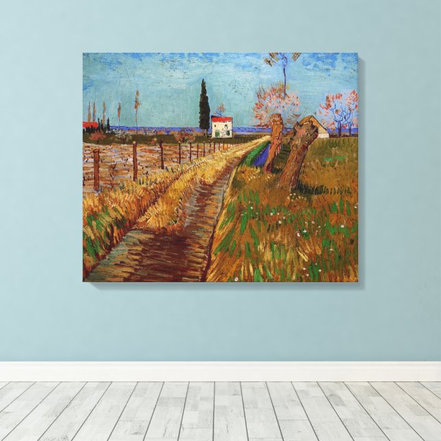 Path Through a Field, Willows by Vincent van Gogh Canvas Print (Insitu(Wood Floor))