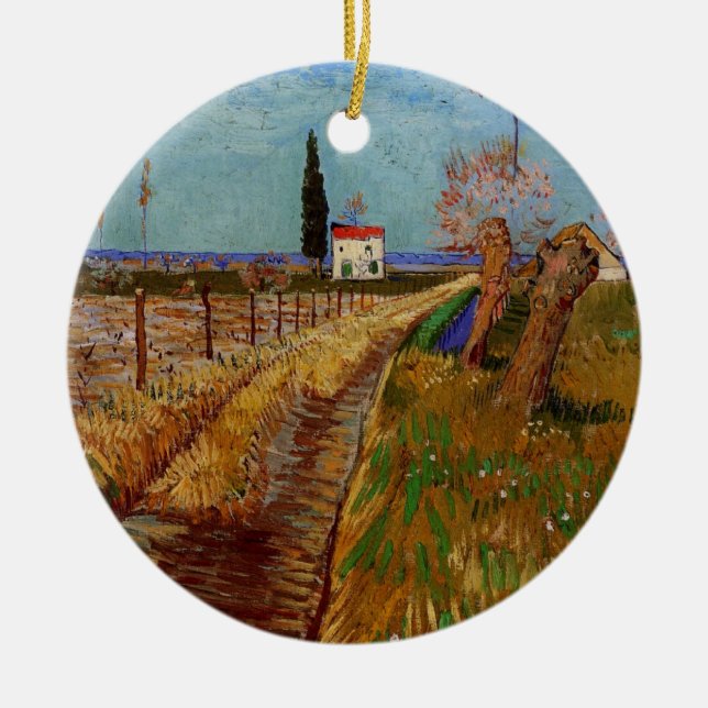 Path Through a Field, Willows by Vincent van Gogh Ceramic Ornament (Front)
