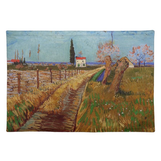 Path Through a Field, Willows by Vincent van Gogh Cloth Placemat (Front)