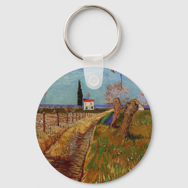 Path Through a Field, Willows by Vincent van Gogh Keychain (Front)
