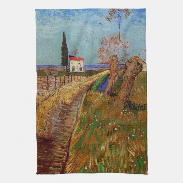 Path Through a Field, Willows by Vincent van Gogh Kitchen Towel (Vertical)