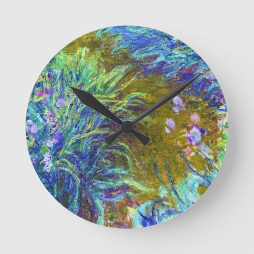 Path through the Irises Claude Monet Round Clock