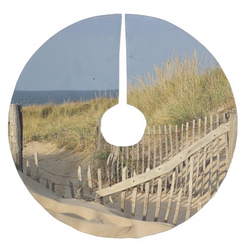 Path through the sand dunes to the beach brushed polyester tree skirt