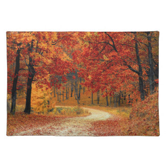 Path Through the Trees in Autumn Cloth Placemat