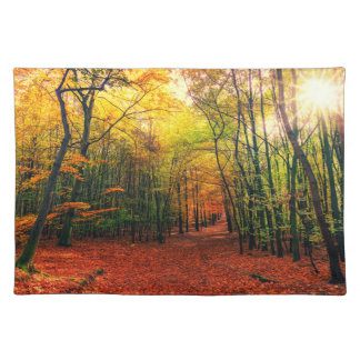 Path Through the Trees in Late Autumn Cloth Placemat
