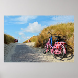 Path To Beach With Bicycles Norderney, Germany Poster