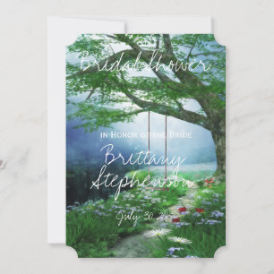 PATH TO FOREVER WOODLAND STREAM BRIDAL SHOWER INVITATION