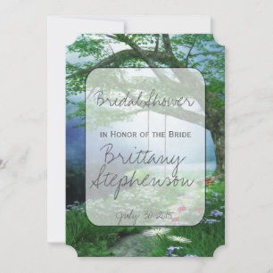 PATH TO FOREVER WOODLAND STREAM BRIDAL SHOWER INVITATION