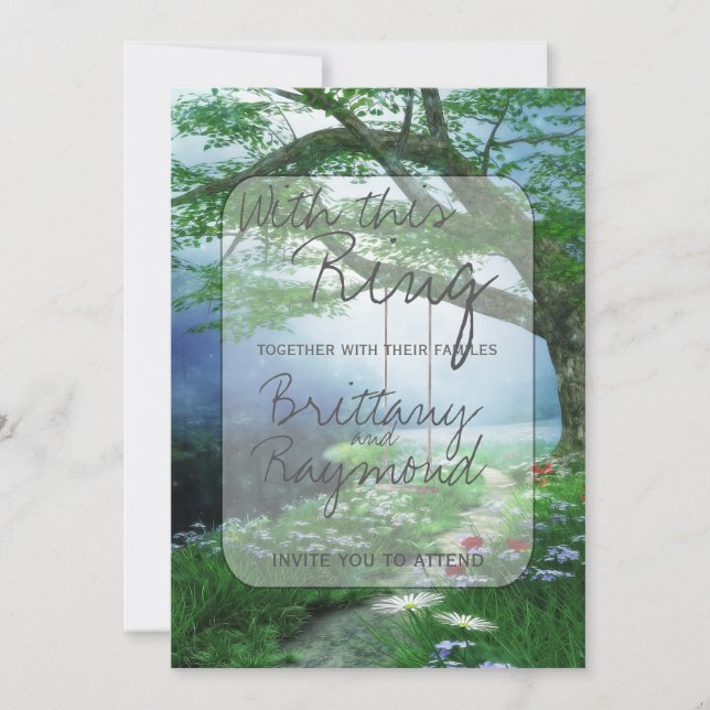 PATH TO FOREVER WOODLAND STREAM WEDDING INVITATION (Front)