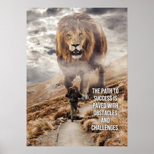 Path To Success _ Lion _ Gym Hustle Poster