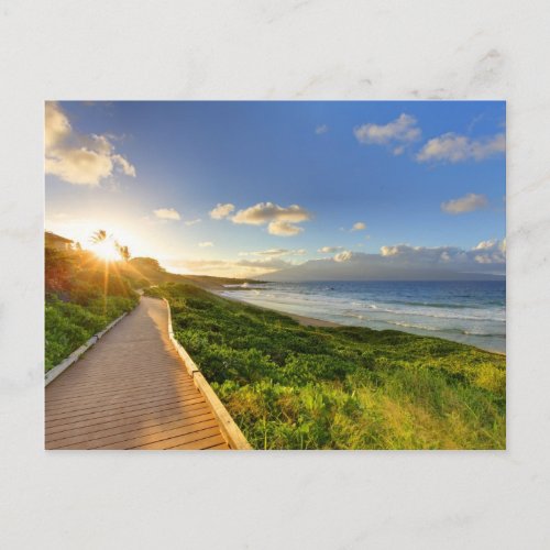 Path to Sunset Oneloa Beach Maui Postcard