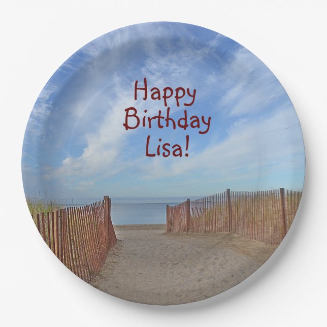 Path To The Beach Birthday Paper Plates (Front)