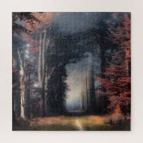 Path To The Light In A Tree Forest Jigsaw Puzzle
