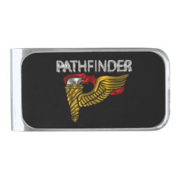 Pathfinder Badge- “Pathfinder” Black Silver Finish Money Clip