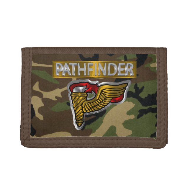 Pathfinder Badge-Pathfinder Title Black Trifold Wallet (Front)