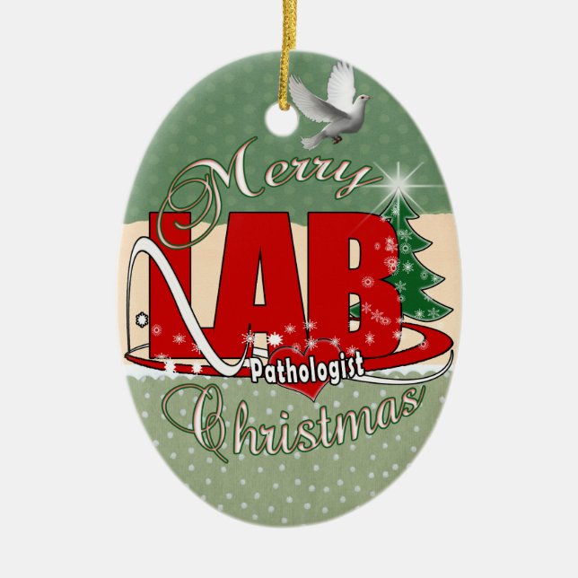 PATHOLOGIST CHRISTMAS LABORATORY CERAMIC ORNAMENT (Front)