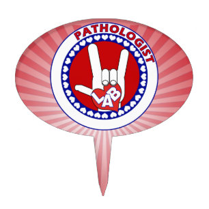 PATHOLOGIST LOGO ROUND ASL I LOVE LAB CAKE TOPPER