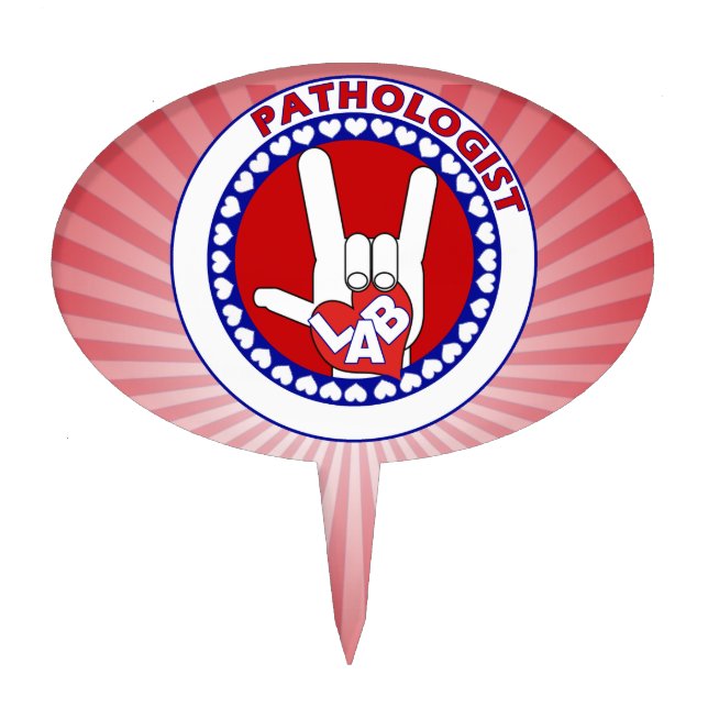PATHOLOGIST LOGO ROUND ASL I LOVE LAB CAKE TOPPER (Front)