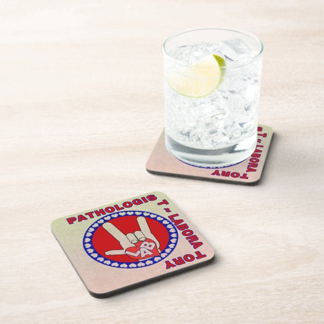 PATHOLOGIST SQUARE ASL LOVE LOGO DRINK COASTER (Right Side)