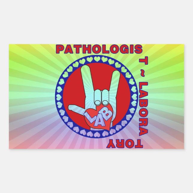 PATHOLOGIST SQUARE ASL LOVE LOGO RECTANGULAR STICKER (Front)