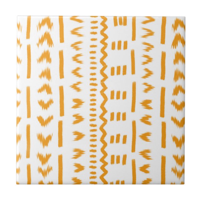 Paths Of Sun Mudcloth African Pattern In White Ceramic Tile (Front)