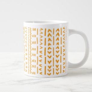 Paths Of Sun Mudcloth African Pattern In White Giant Coffee Mug