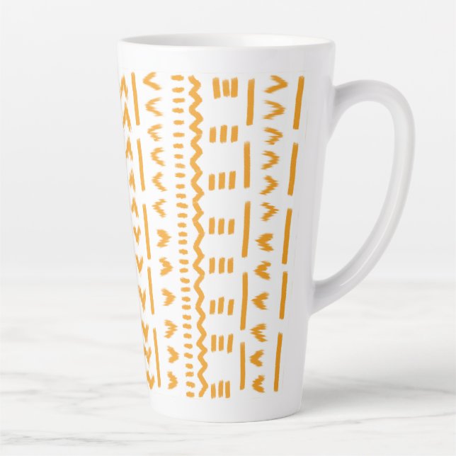 Paths Of Sun Mudcloth African Pattern In White Latte Mug (Right)