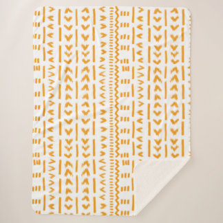 Paths Of Sun Mudcloth African Pattern In White Sherpa Blanket