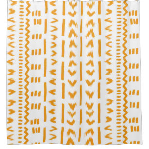 Paths Of Sun Mudcloth African Pattern In White Shower Curtain