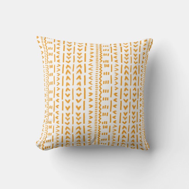 Paths Of Sun Mudcloth African Pattern In White Throw Pillow (Front)