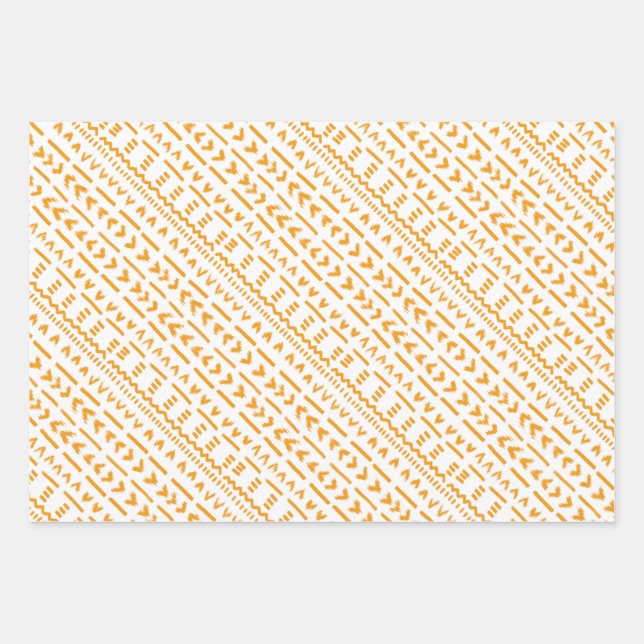 Paths Of Sun Mudcloth African Pattern Wrapping Paper Sheets (Front)