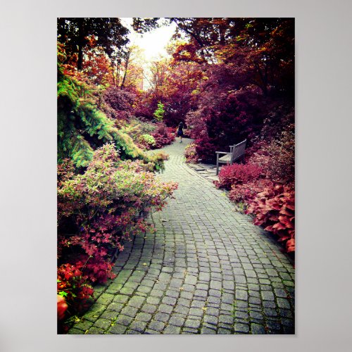 Pathway Fall Colors Foliage Poster