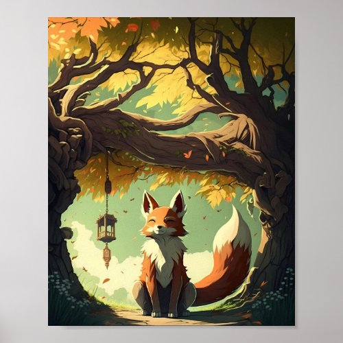 Pathway to Peace Closed Eyes Open Heart Fox in t Poster