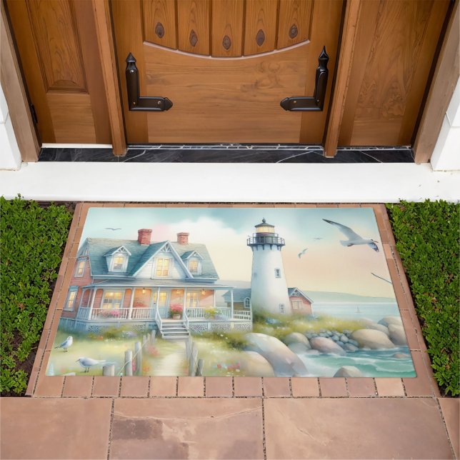 Pathway to the Lighthouse Coastal Cottage Doormat (Outdoor)