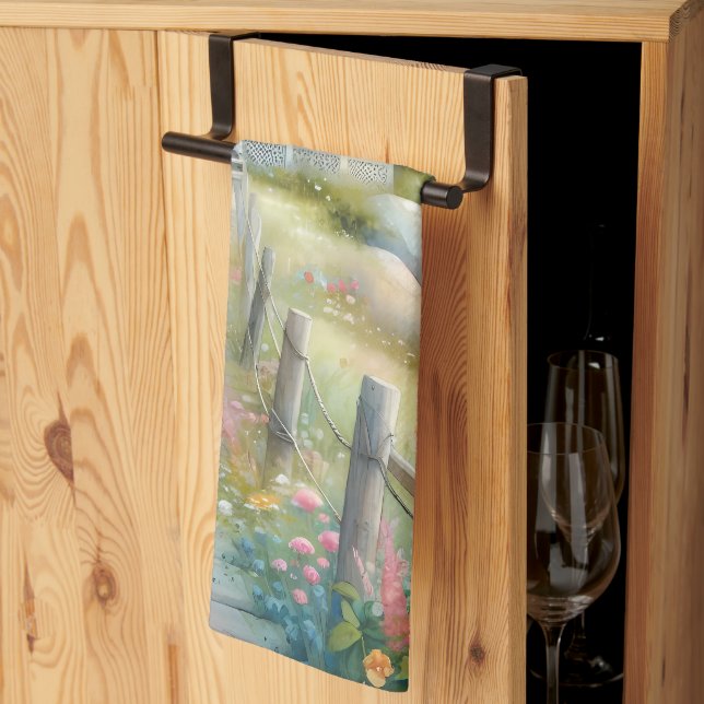 Pathway to the Lighthouse Coastal Cottage Kitchen Towel (Thirds Fold)