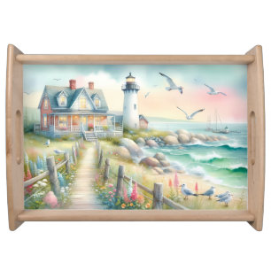 Pathway to the Lighthouse Coastal Cottage Serving Tray