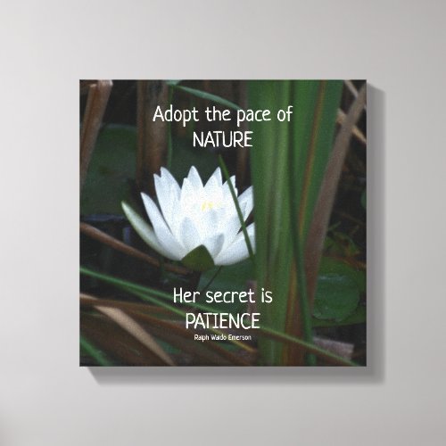 Patience Emerson Inspirational Quote Lotus Canvas Print